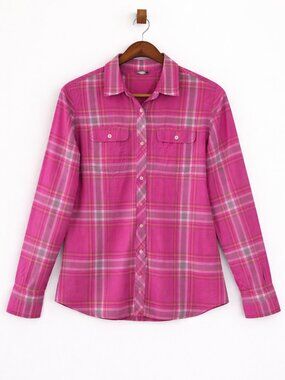 The North Face Womens Purple Plaid Cotton Roll Tab Button Down Shirt Size Medium